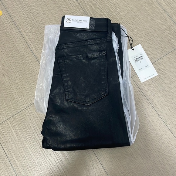 7 For All Mankind Coated Black Skinny Jeans BNWT - Picture 3 of 5